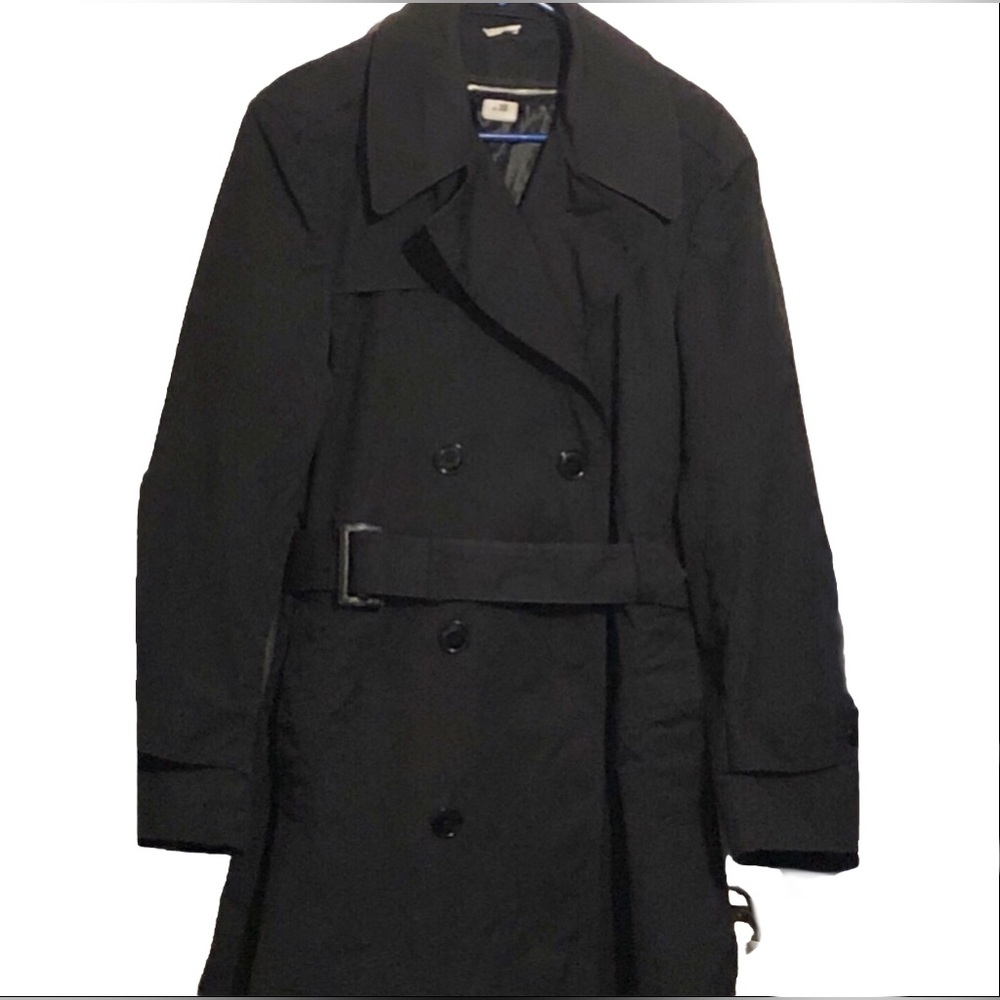 Long Trench Coat Military All Weather Nomenclature Men’s SZ 38R Black zip liner